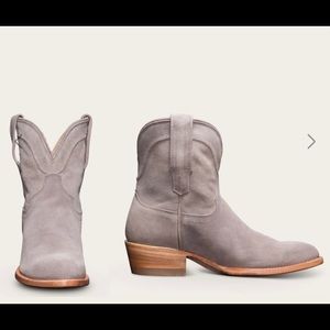 Tecovas grey suede booties